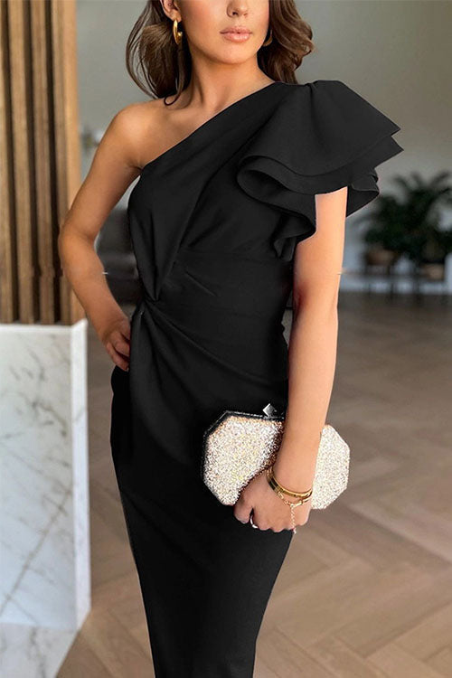 Cassy - Off-Shoulder Dress with Ruffle Edges