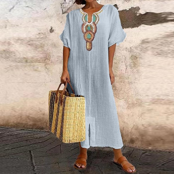 Olive - Cotton linen dress for women