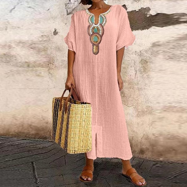 Olive - Cotton linen dress for women