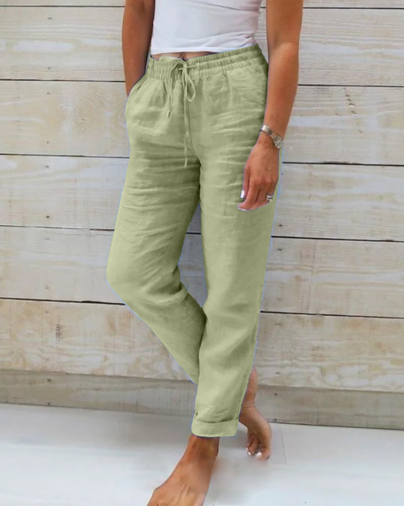 Evelien | Elastic linen trousers