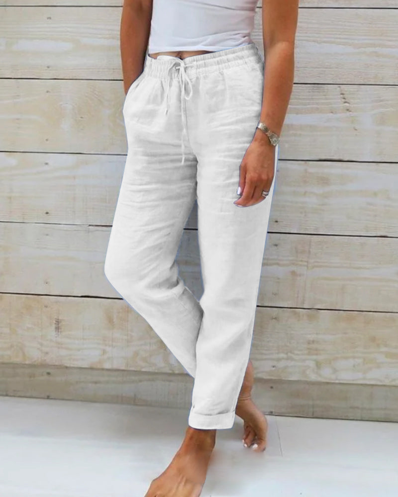 Evelien | Elastic linen trousers