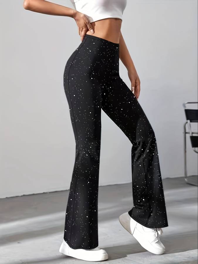 Flared Glitter Trousers – Glamorous Style & Comfortable Fit