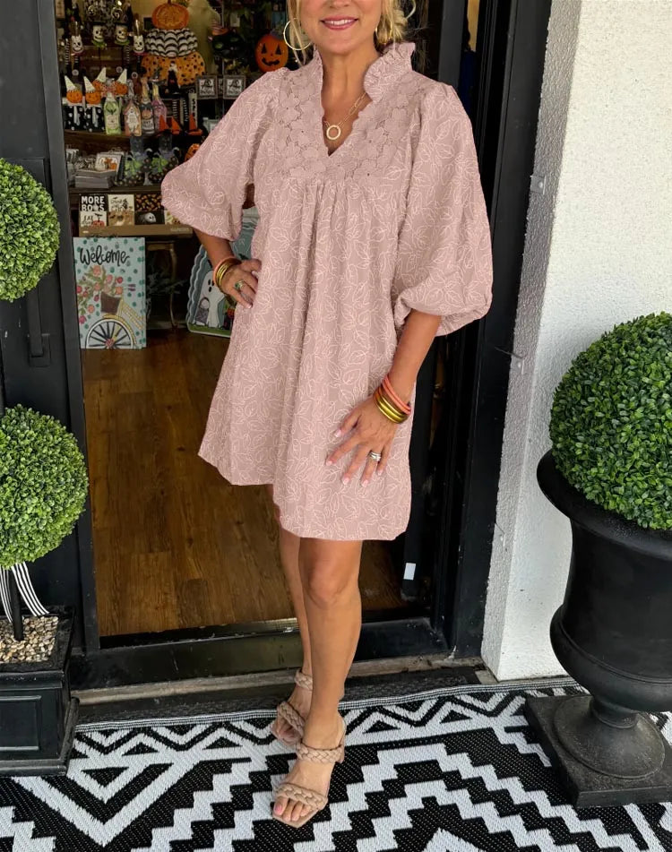 TAVIA | RUFFLE NECK MINI DRESS
