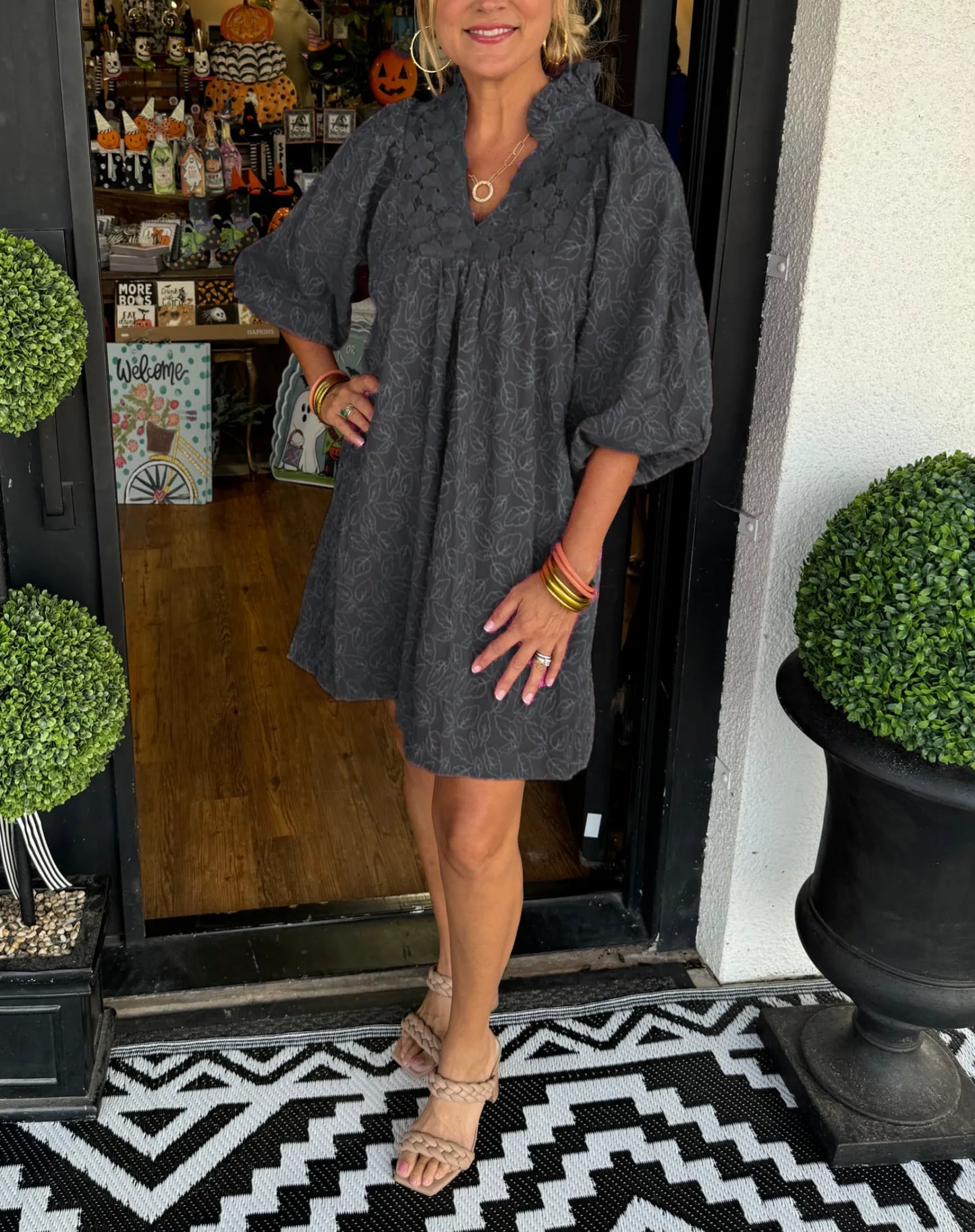 TAVIA | RUFFLE NECK MINI DRESS