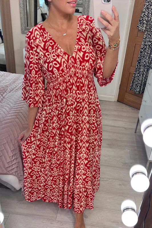 Flora - Casual floral dress with V-neck