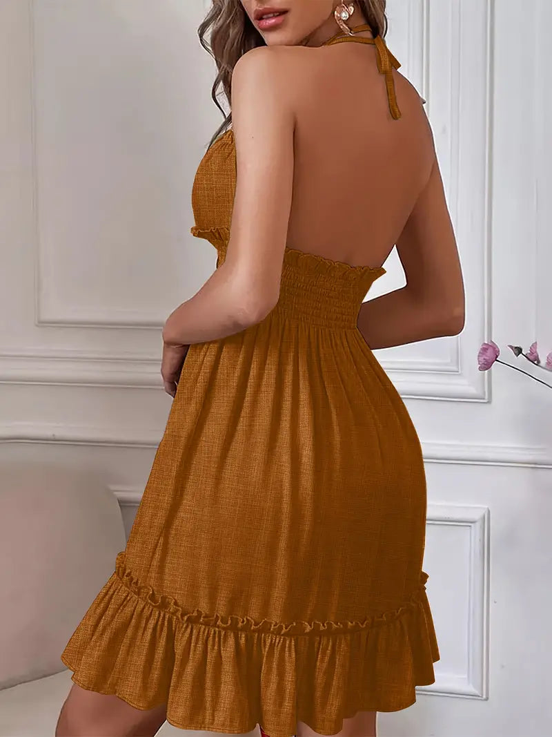 Adara - Backless Halter Neck Dress