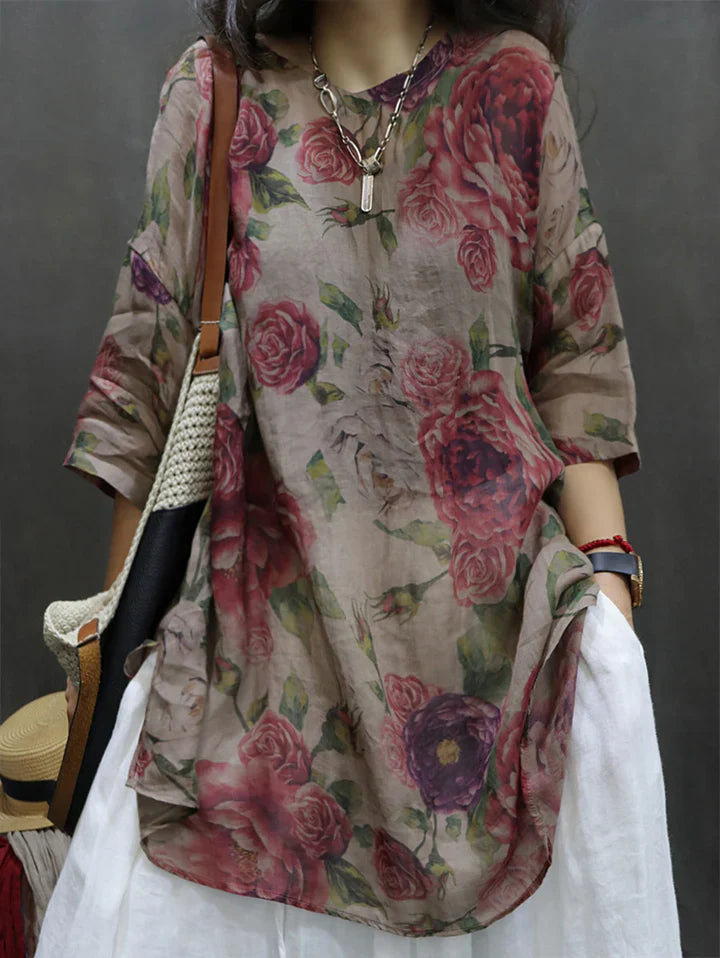 Floriana - Printed linen top