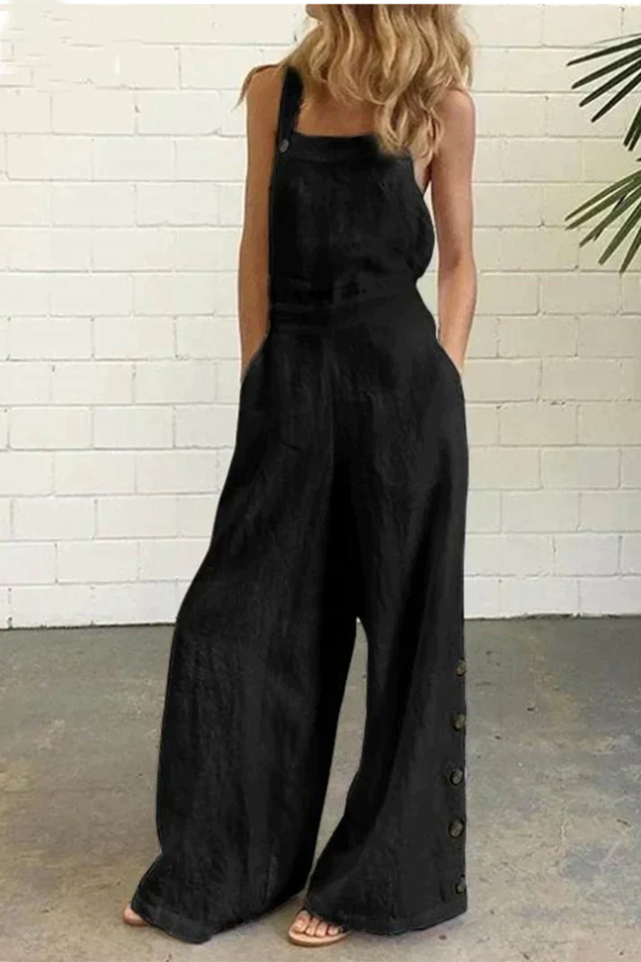 Corinth - Regular jumpsuits with plain buckle and square collar
