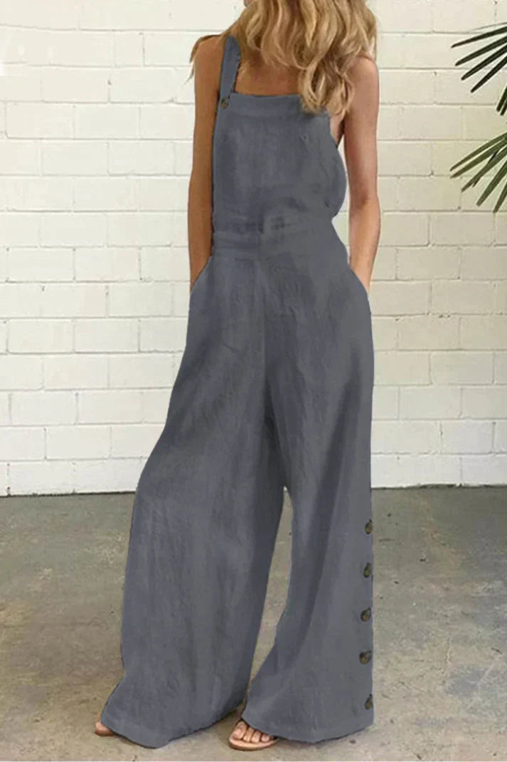 Corinth - Regular jumpsuits with plain buckle and square collar
