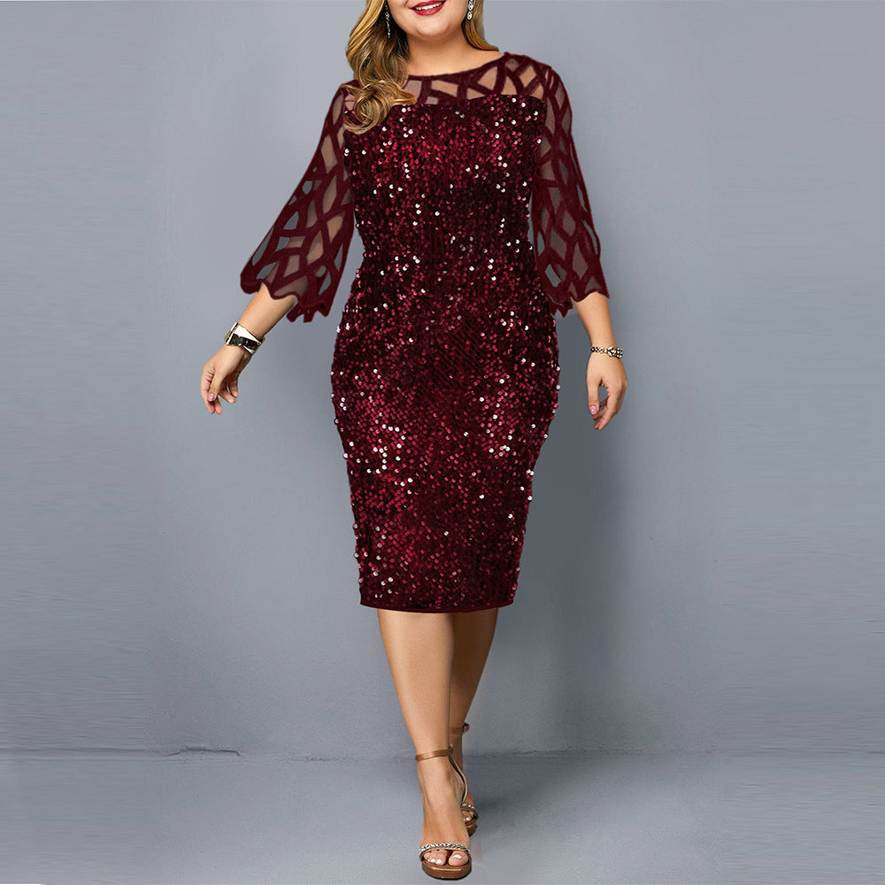 Azucena - Festive women's dress with lotus flower sleeve and sequins