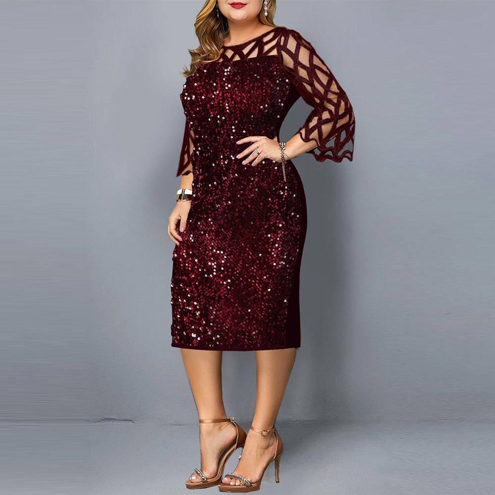 Azucena - Festive women's dress with lotus flower sleeve and sequins