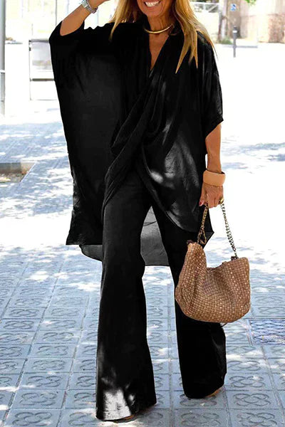 Rafaela - ASymmetrical V-neck Half sleeves Two-piece set