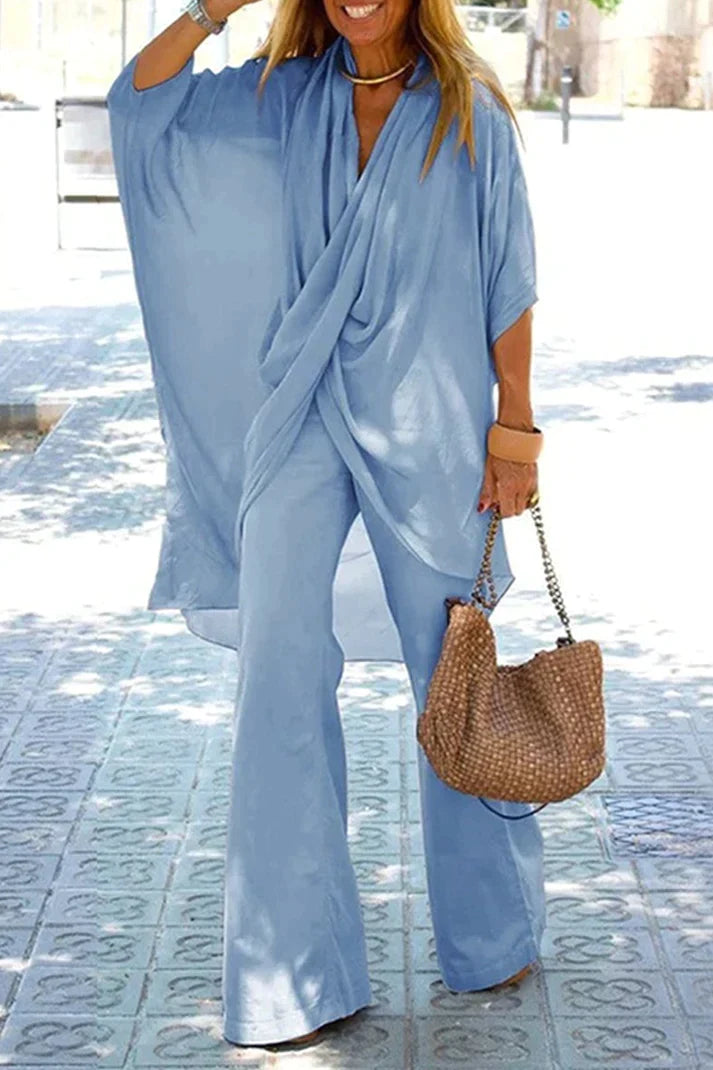 Rafaela - ASymmetrical V-neck Half sleeves Two-piece set