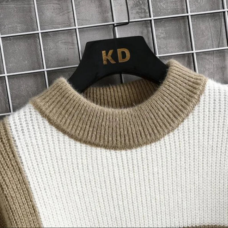 Oscar Color Patch Sweater - Fashionable Knitted Sweater
