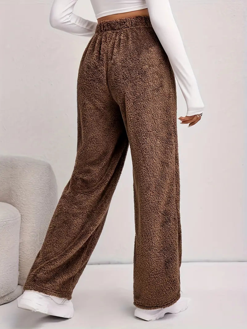Deby - Casual plain fleece pants