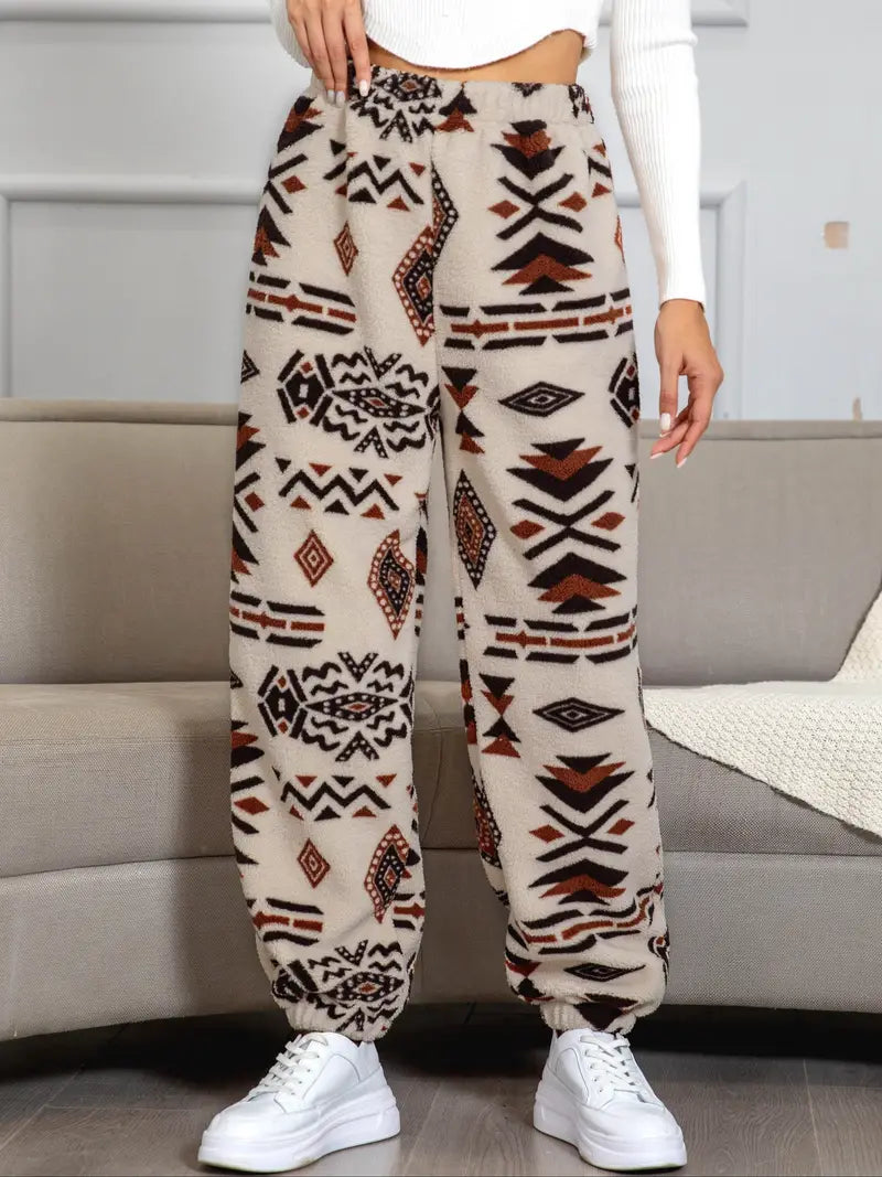 Marta - Joggers with Aztec pattern and sturdy bottom
