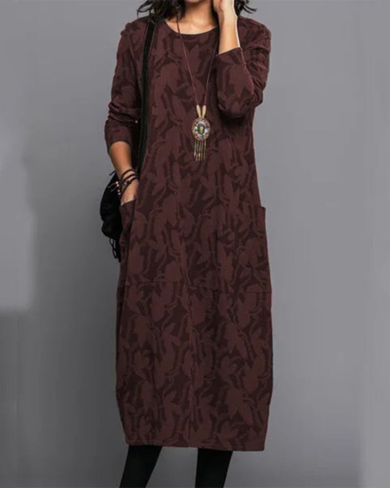 Adel - Long sleeve printed sack dress