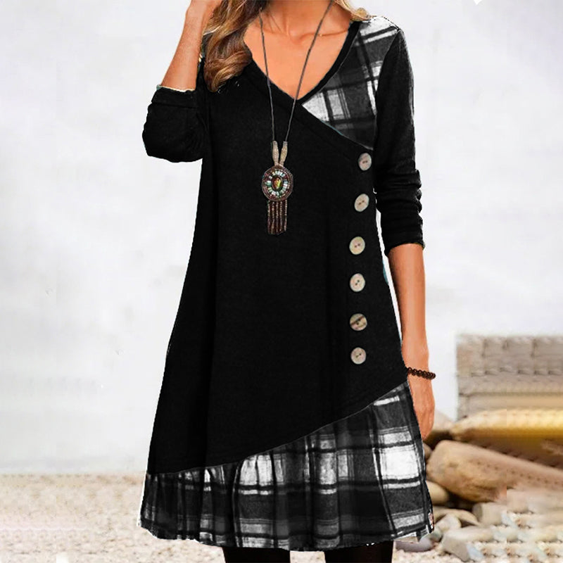 Lillie - Checked dress with long sleeves