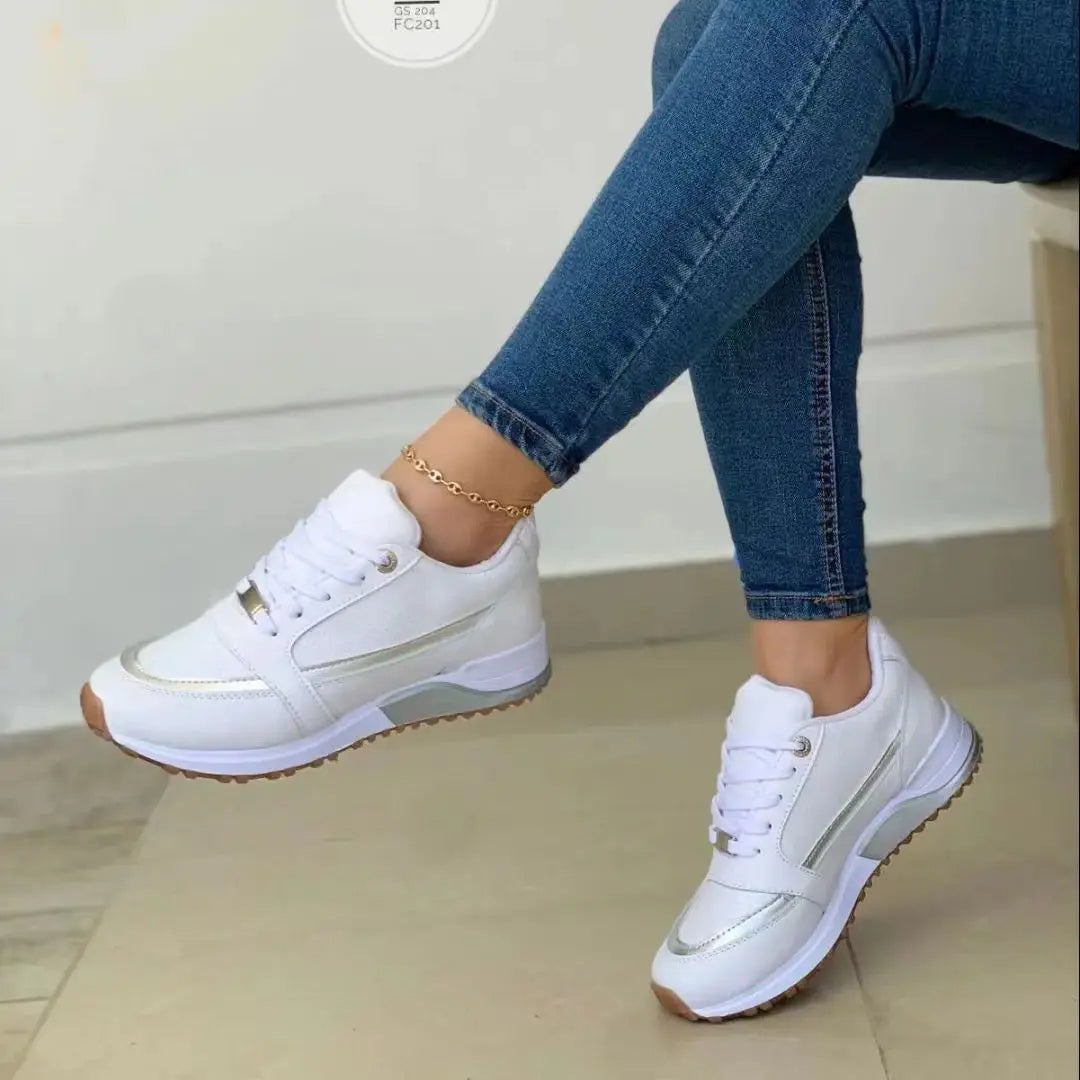 Women's Mesh & Leather Patchwork Sneakers