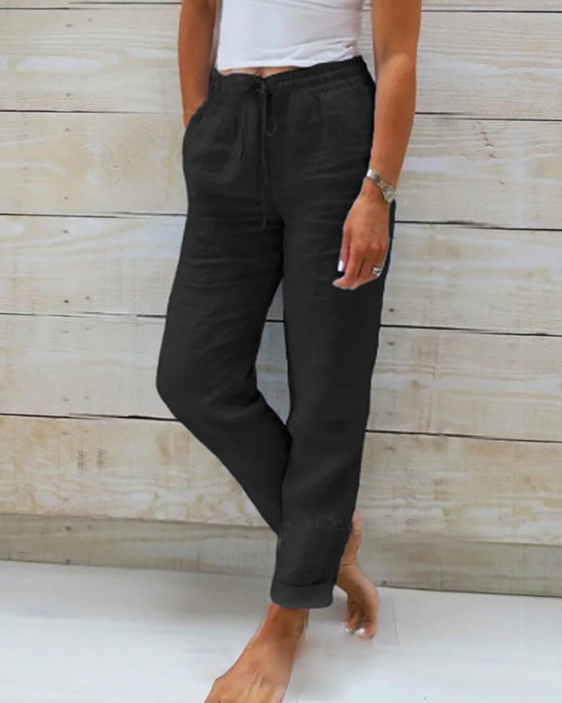 Evelien | Elastic linen trousers