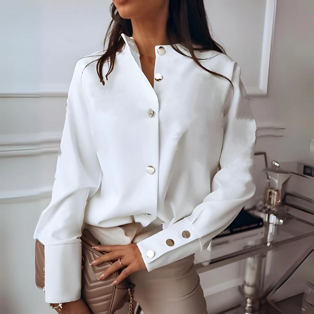 Stylish women's shirt with button placket and classic collar – Norea