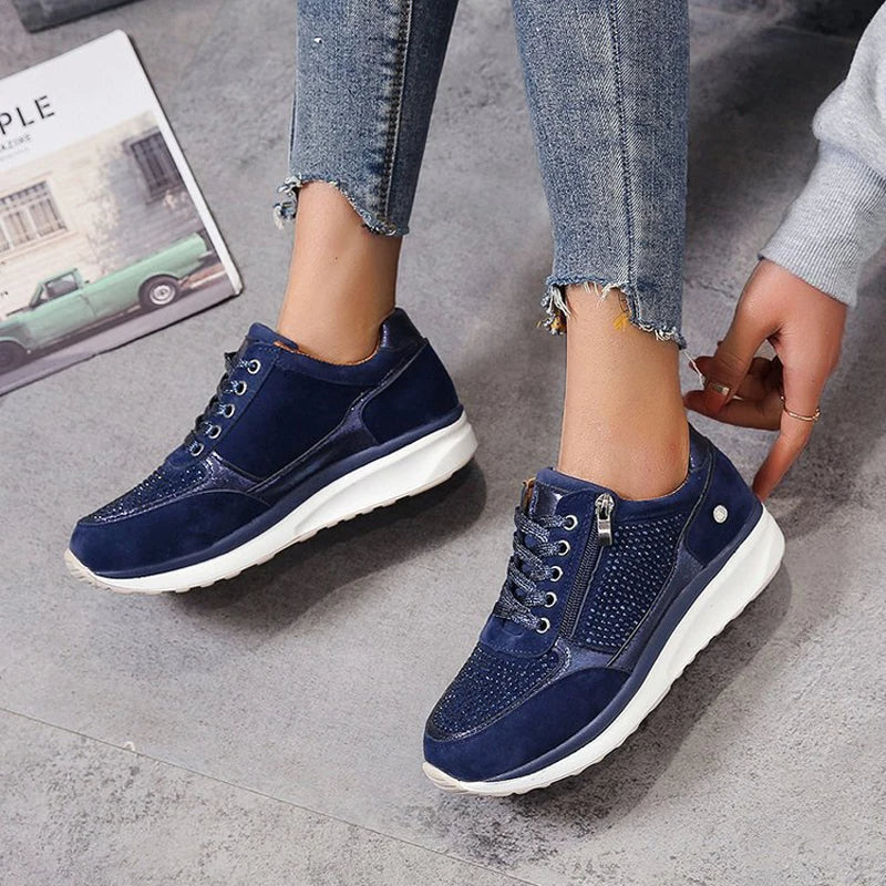 Women's Sneakers with Crystal Accents and Platform Sole