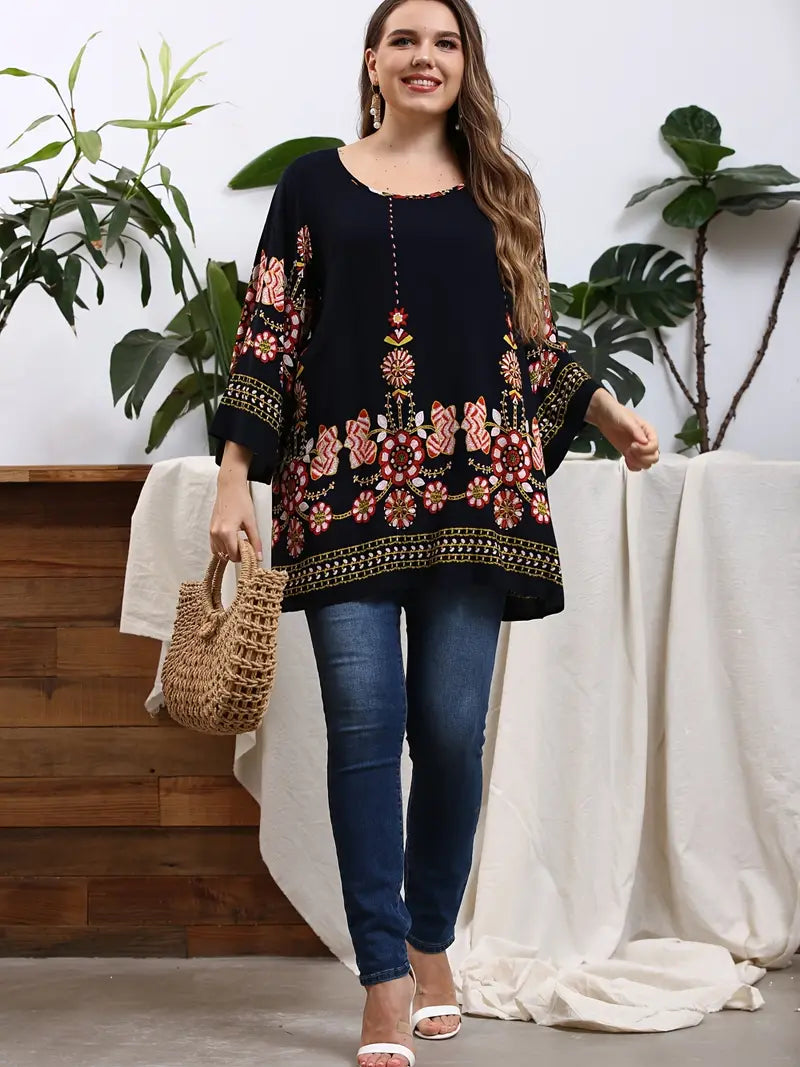 Patterned Plus Size Tunic Top for Summer 2025