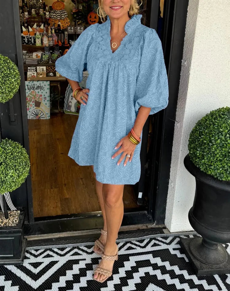 TAVIA | RUFFLE NECK MINI DRESS