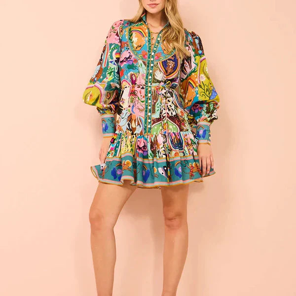 Willa - Comfortable mini dress with full sleeves