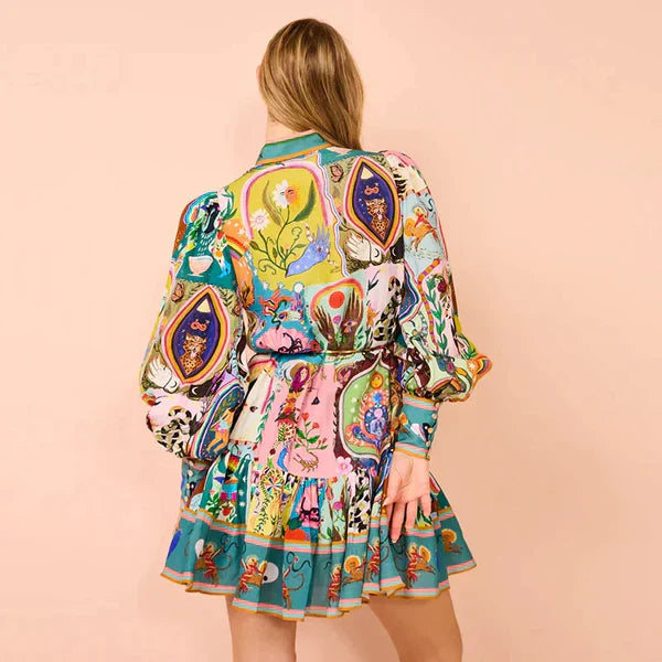 Willa - Comfortable mini dress with full sleeves