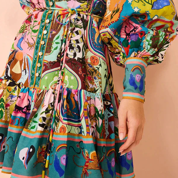 Willa - Comfortable mini dress with full sleeves