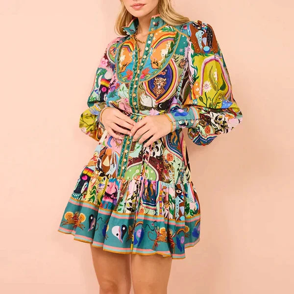 Willa - Comfortable mini dress with full sleeves