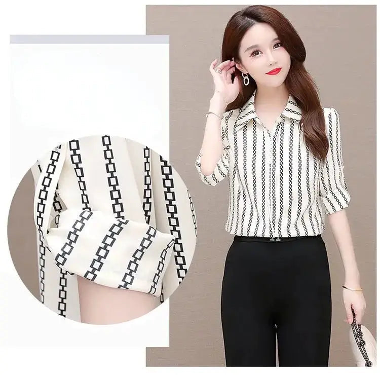 Stylish Women's Chiffon Blouse with Buttons & Turn-down Collar – Fenya