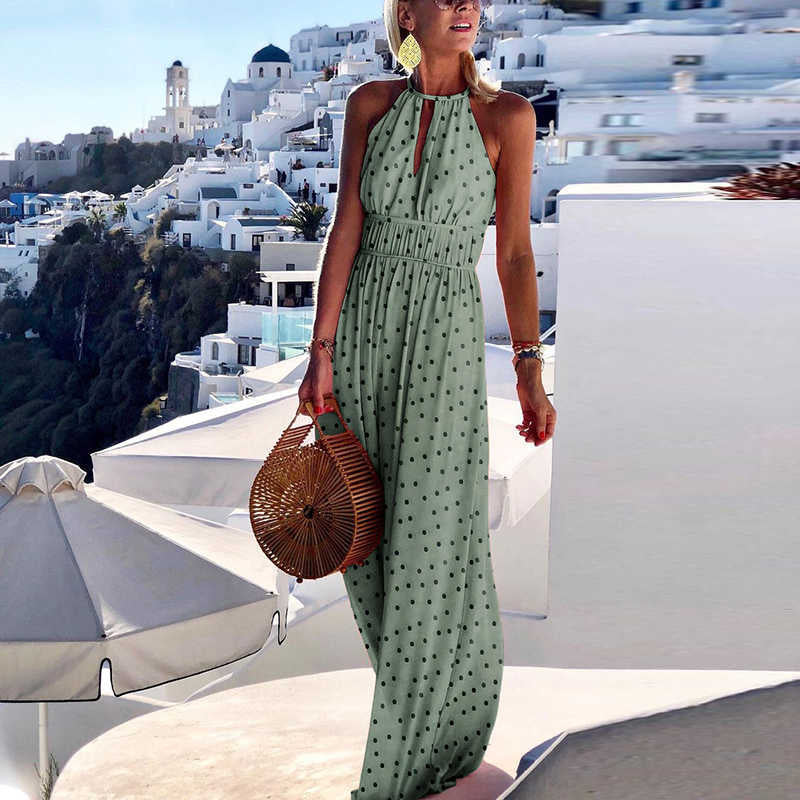 Women's Boho Maxi Dress – Sleeveless Summer Dress with Paisley Pattern and High Waist