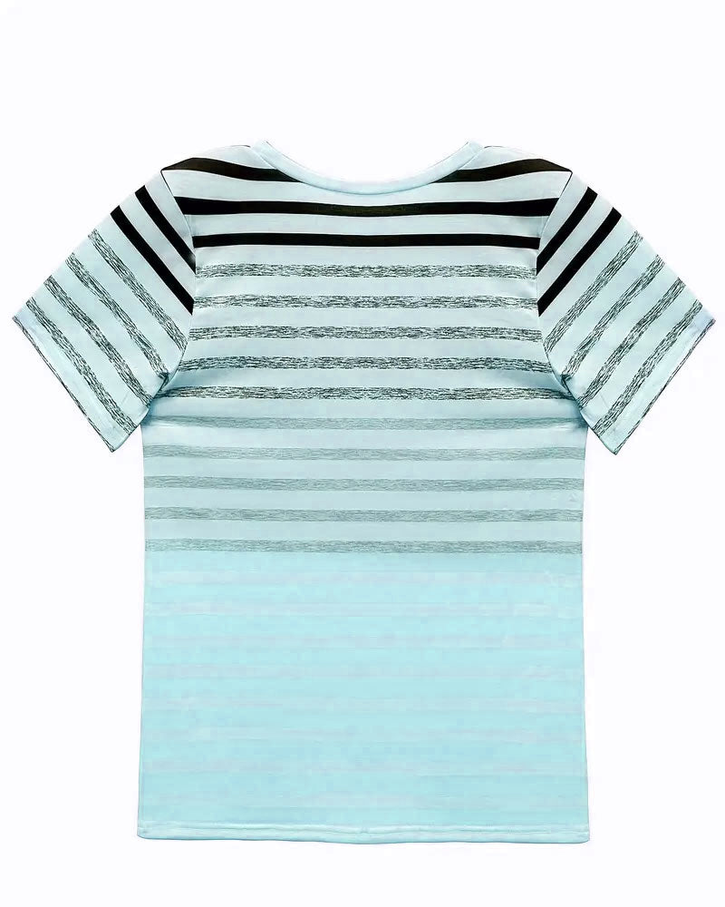Striped Women's T-Shirt with Round Neck & Gradient – Melia