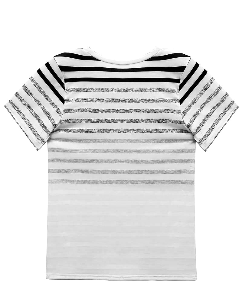 Striped Women's T-Shirt with Round Neck & Gradient – Melia