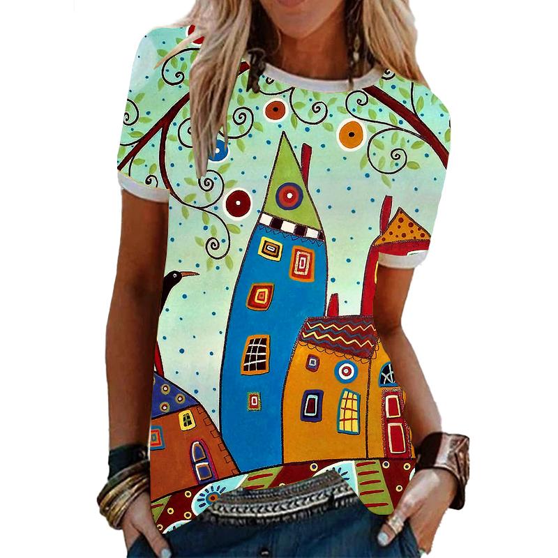Lightweight women's T-shirt with print for everyday wear and vacation - SummerFun