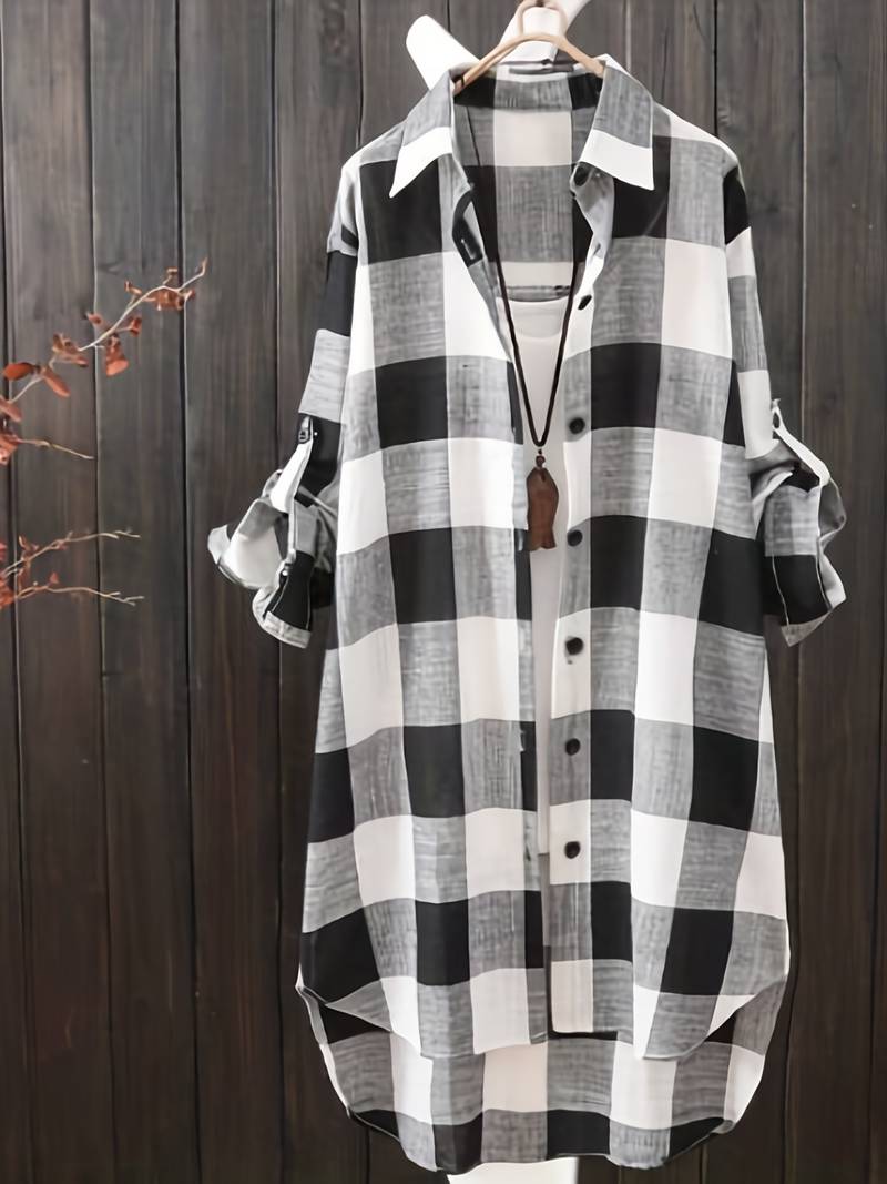 Emma – casual shirt with plaid pattern