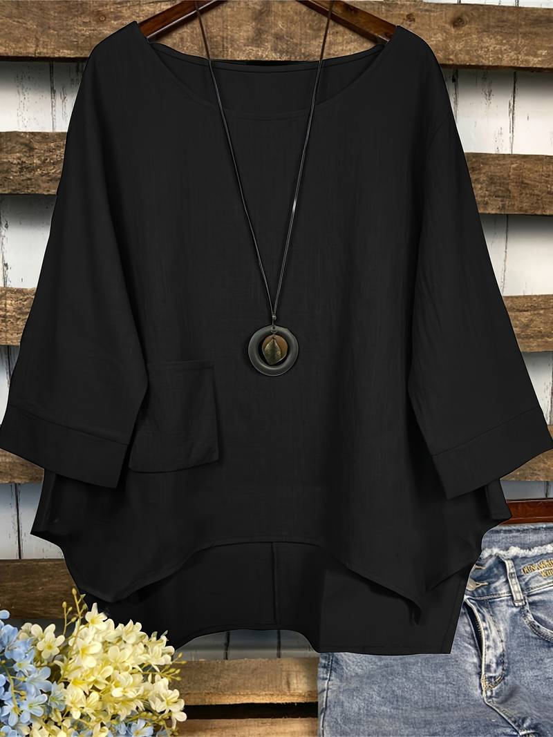 Ashley – casual blouse with round neckline for spring