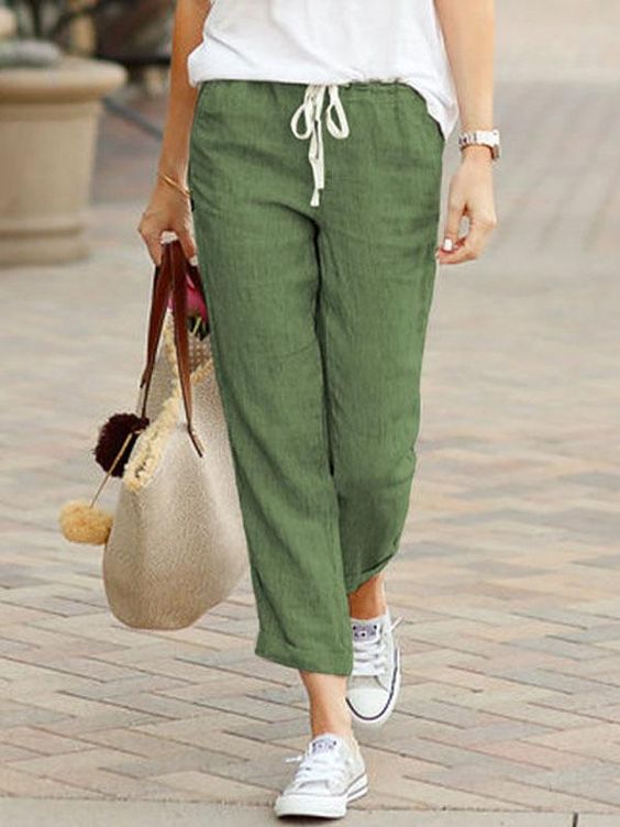Ayleen - Cotton Drawstring Trousers