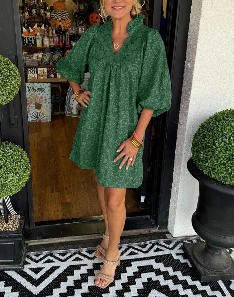 TAVIA | RUFFLE NECK MINI DRESS