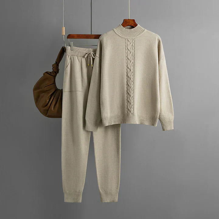 Josephine - Winter set of knitted top and pants with half turtleneck