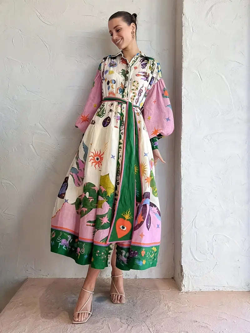 Adeline - Abstract Print Maxi Dress
