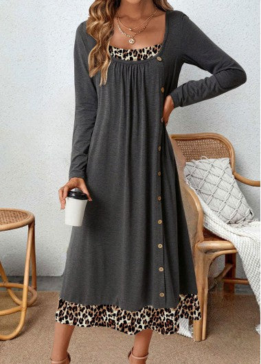 Bonnie - Casual A-line dress for women with leopard print