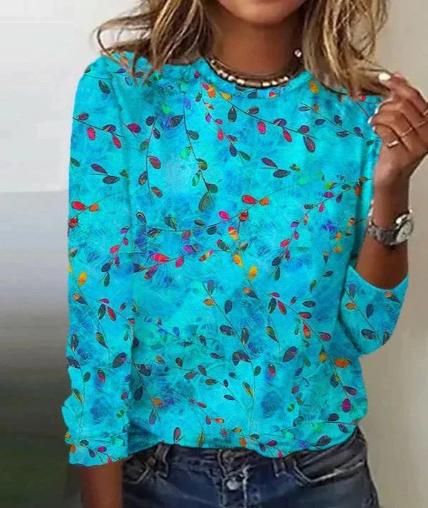 Angelique -Casual top with leaf print