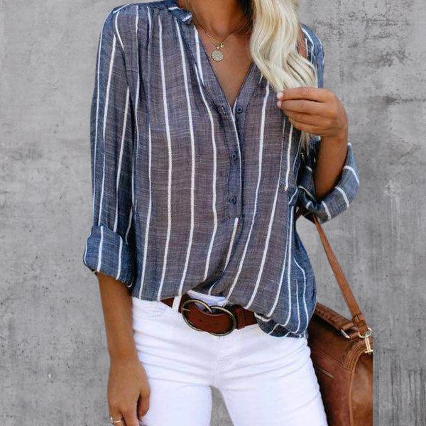 Renata | Striped Blouse - Stylish Women's Neck Design
