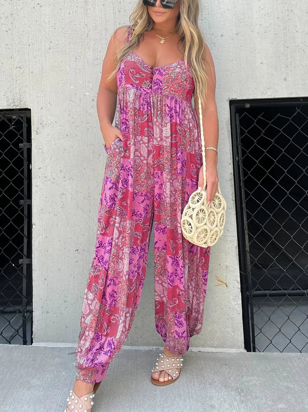 Jamaica - Casual jumpsuit with patchwork print