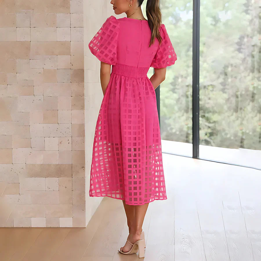 Cindy | Puff Sleeve Midi Dress