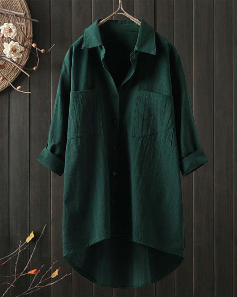 Shakya | Women's Loose Single-Colored Blouse with Long Sleeves - Stylish