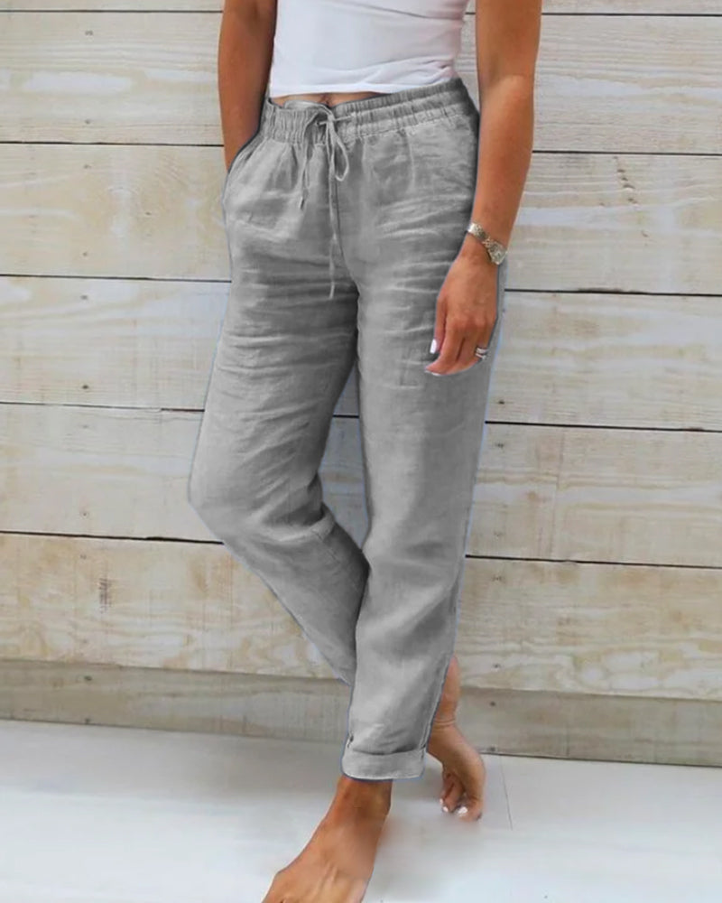 Evelien | Elastic linen trousers